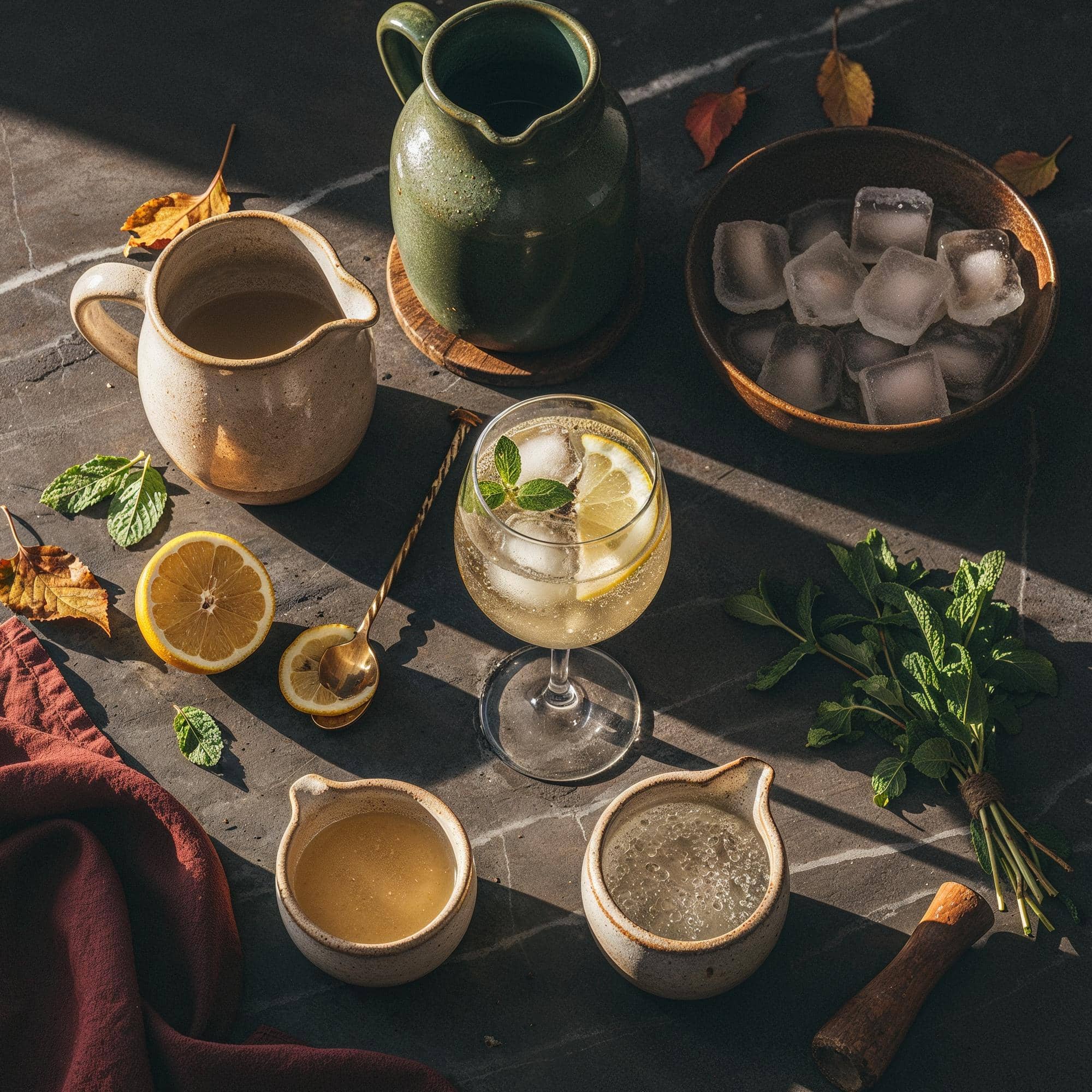 Ingredienser för Elderflower Spritz