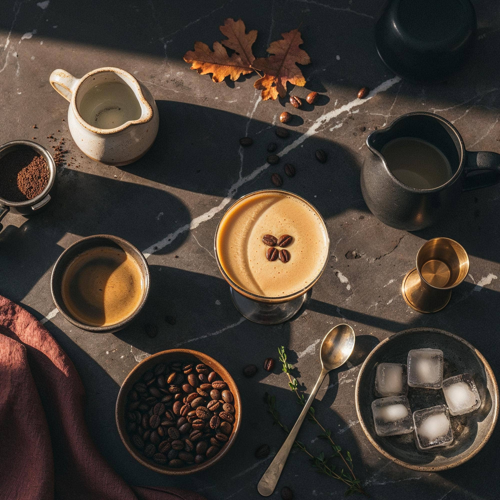 Ingredienser för Espresso Martini utan Kaffelikör