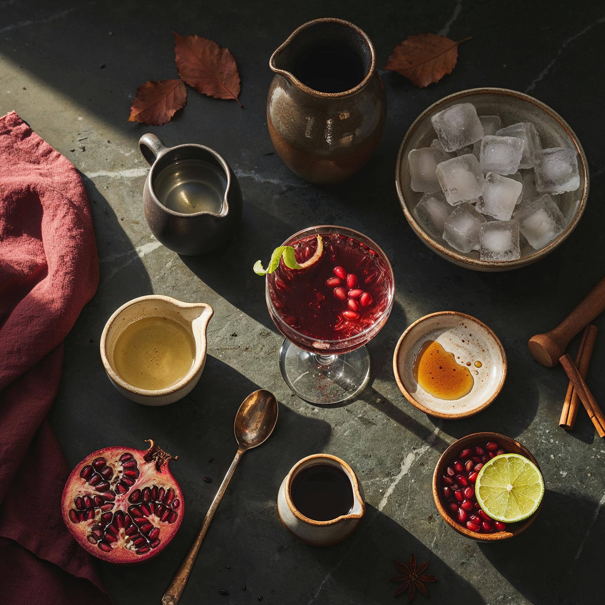 Ingredienser för Granatäpple Cocktail