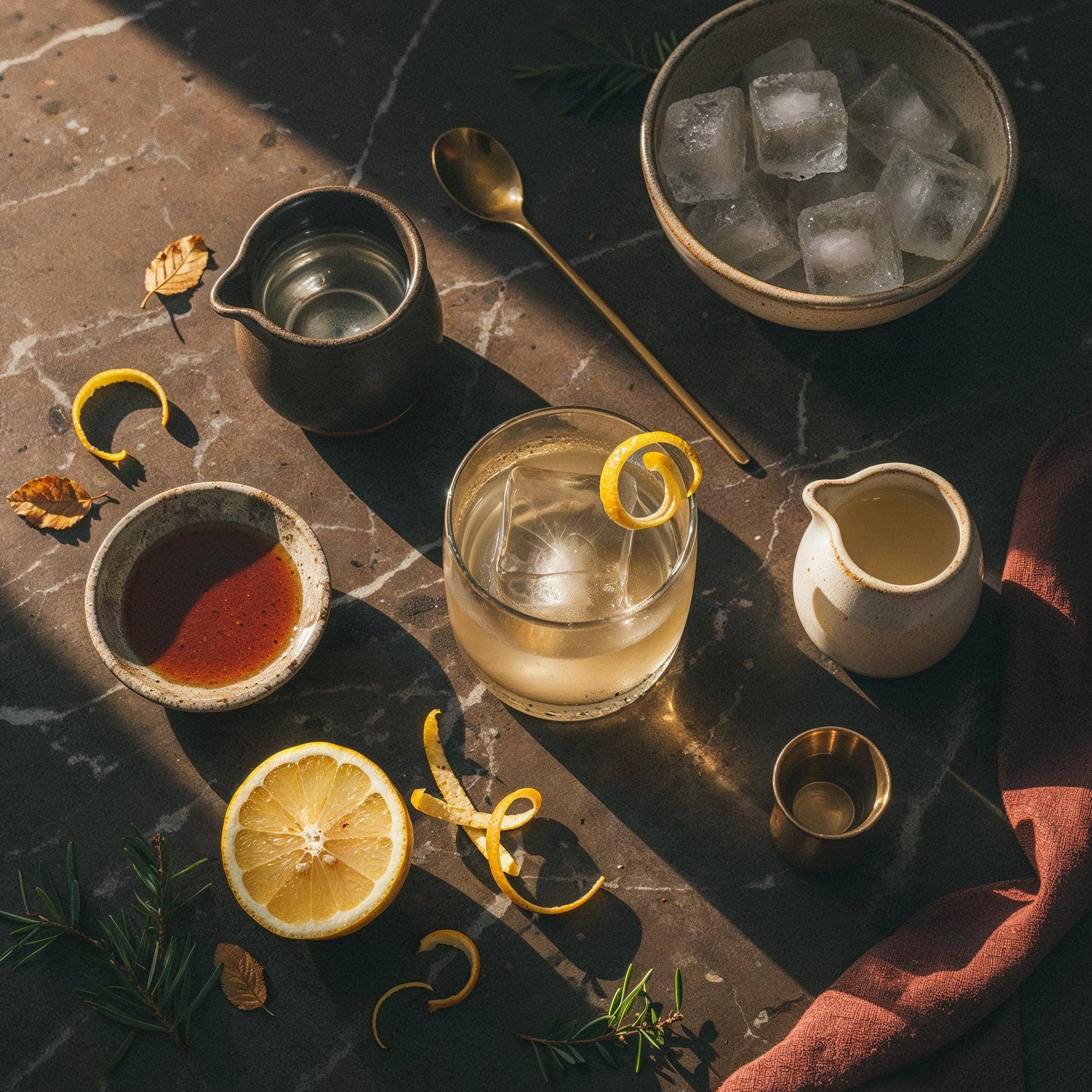 Ingredienser för Negroni Bianco