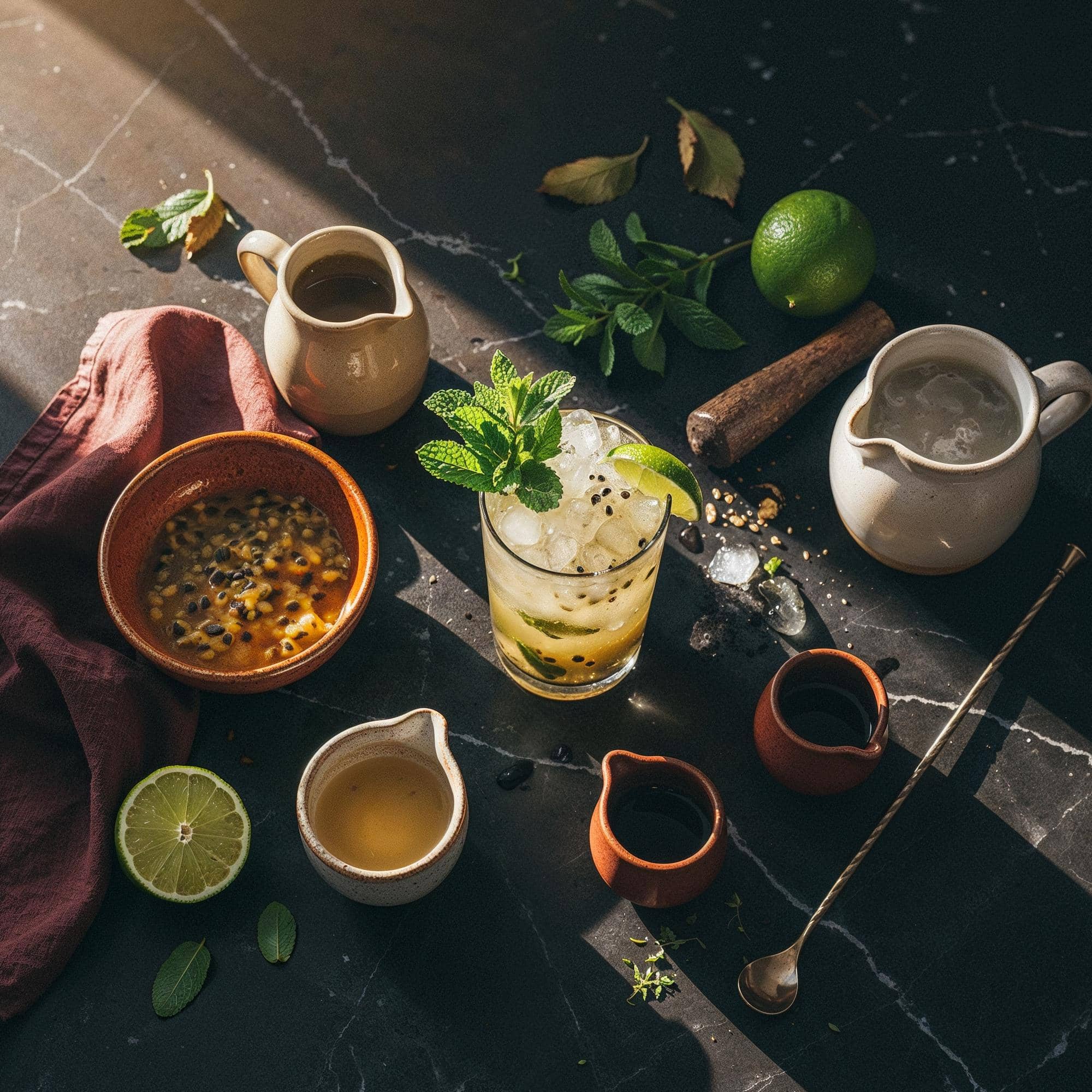 Ingredienser för Passionsfrukt Mojito